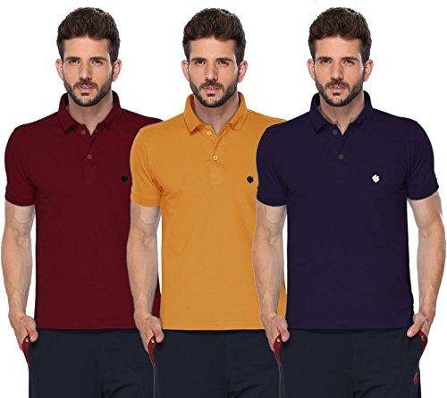 ONN Men's Cotton Polo T-Shirt (Pack of 3) in Solid Maroon-Mustard-Navy Blue colours - GottaGo.in