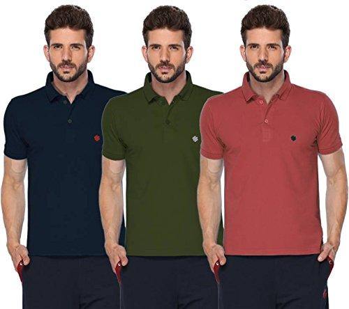 ONN Men's Cotton Polo T-Shirt (Pack of 3) in Solid Navy Blue-Olive-Wine colours - GottaGo.in