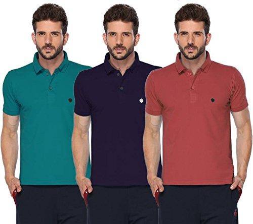 ONN Men's Cotton Polo T-Shirt (Pack of 3) in Solid Peacock Blue-Purple-Wine colours - GottaGo.in