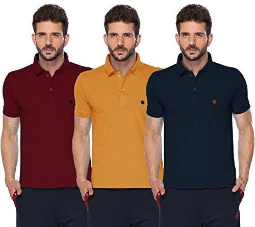 ONN Men's Cotton Polo T-Shirt (Pack of 3) in Solid Maroon-Mustard-Olive colours - GottaGo.in