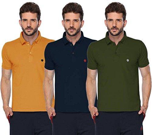 ONN Men's Cotton Polo T-Shirt (Pack of 3) in Solid Mustard-Navy Blue-Olive colours - GottaGo.in