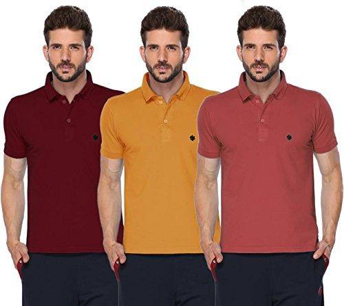 ONN Men's Cotton Polo T-Shirt (Pack of 3) in Solid Maroon-Mustard-Wine colours - GottaGo.in