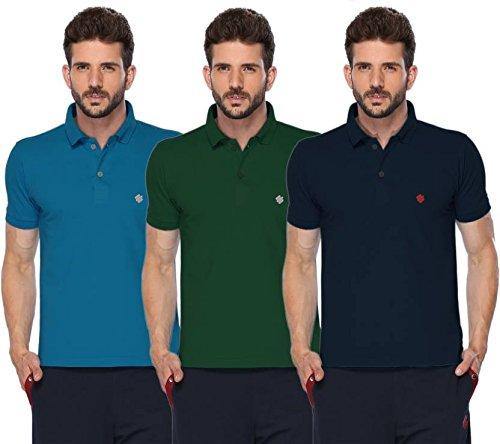 ONN Men's Cotton Polo T-Shirt (Pack of 3) in Solid Bright Blue-Green-Navy Blue colours - GottaGo.in