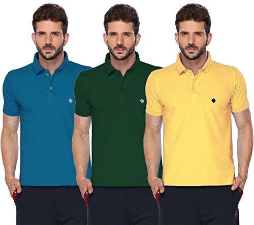 ONN Men's Cotton Polo T-Shirt (Pack of 3) in Solid Bright Blue-Green-Lemon colours - GottaGo.in
