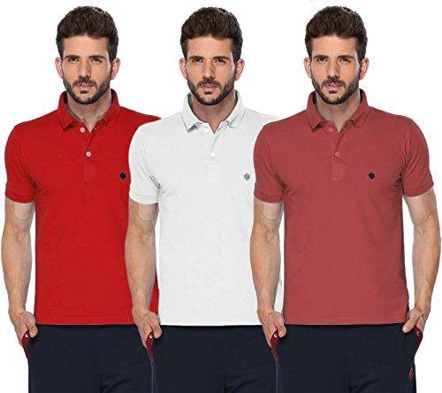 ONN Men's Cotton Polo T-Shirt (Pack of 3) in Solid Red-Wine-White colours - GottaGo.in