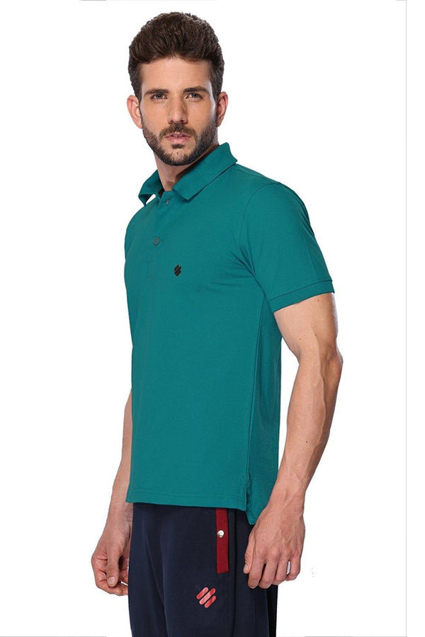ONN Men's Cotton Polo T-Shirt in Solid Peacock Blue colour - GottaGo.in