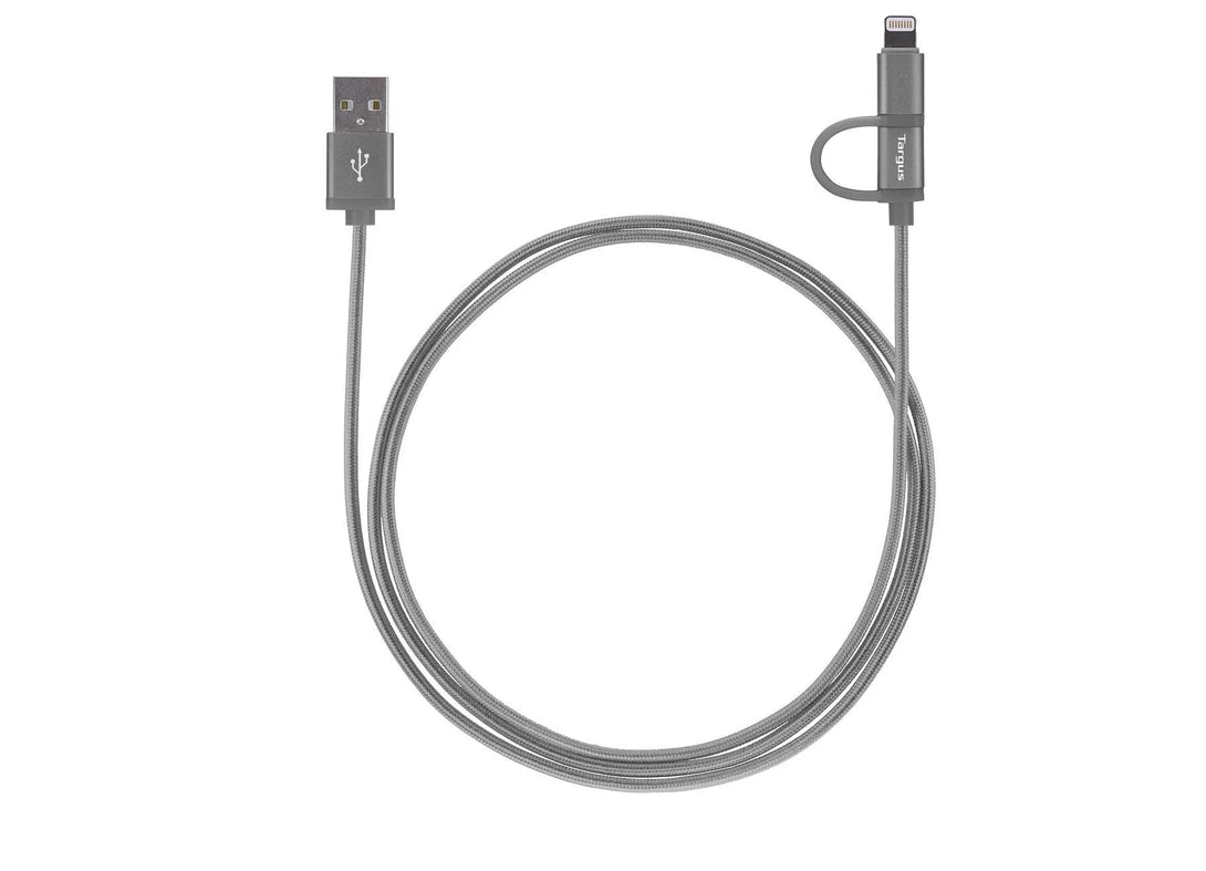 Targus ACC995AP-50 ALU Series 2-in-1 (Lightning & Micro USB) Cable (1.2M) - Grey - GottaGo.in