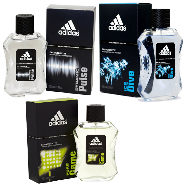 Adidas Combo - Dynamic Pulse, Ice Dive and Pure Game EDT Perfume Men (100 ml x 3) - GottaGo.in