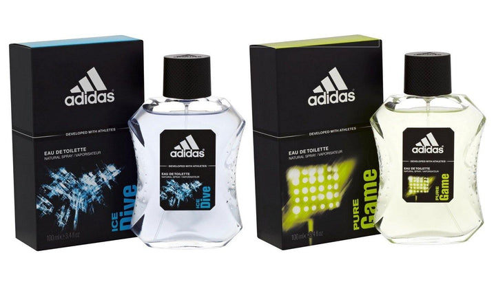 Adidas Combo - Ice Dive and Pure Game EDT Perfume for Men (100 ml x 2) - GottaGo.in
