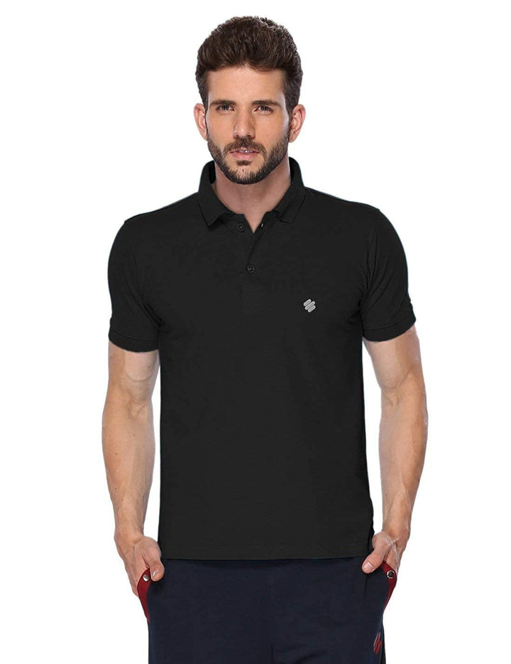 ONN Men's Cotton Polo T-Shirt in Solid Black colour - GottaGo.in