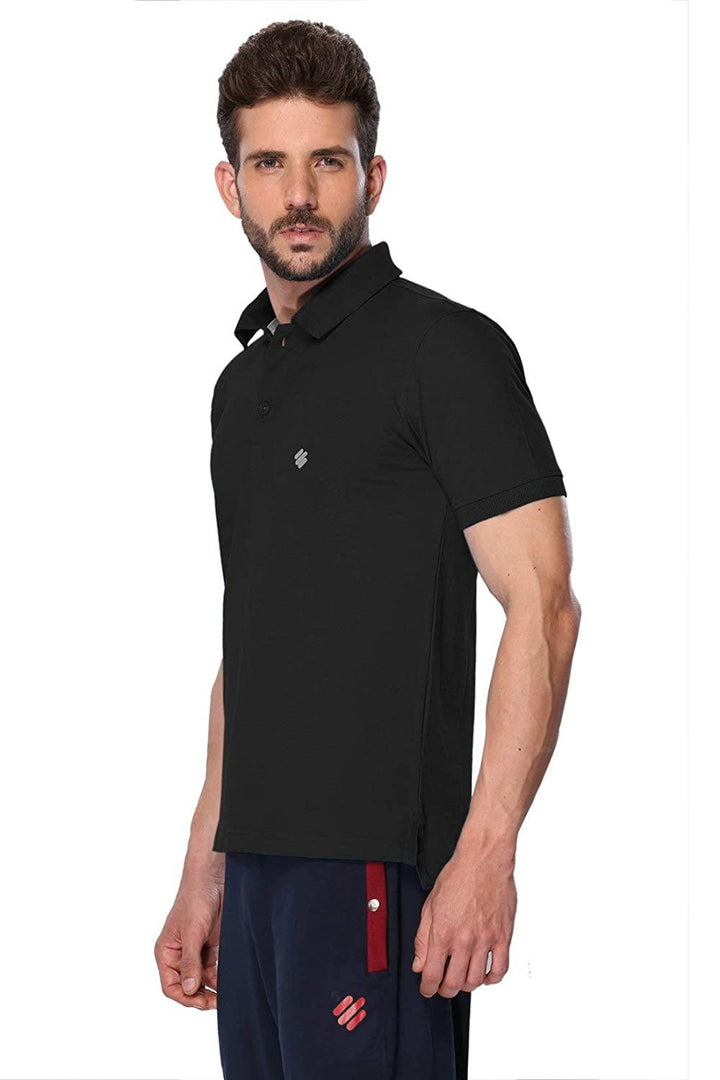 ONN Men's Cotton Polo T-Shirt in Solid Black colour - GottaGo.in