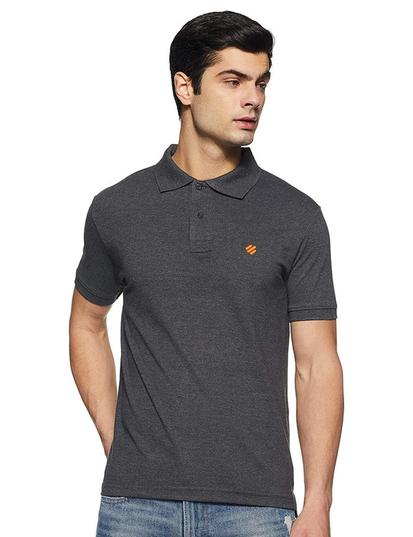ONN Men's Cotton Polo T-Shirt in Solid Black Melange colour - GottaGo.in
