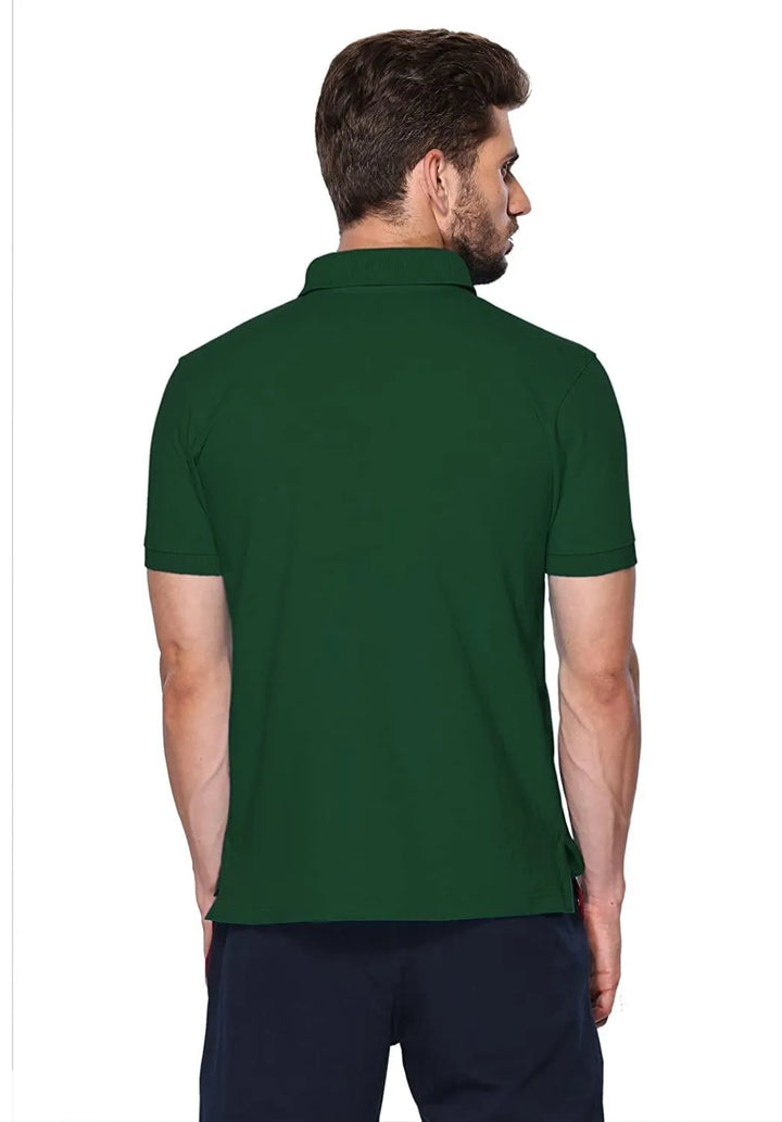 ONN Men's Cotton Polo T-Shirt in Solid Bottle Green colour - GottaGo.in