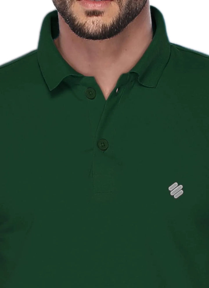 ONN Men's Cotton Polo T-Shirt in Solid Bottle Green colour - GottaGo.in