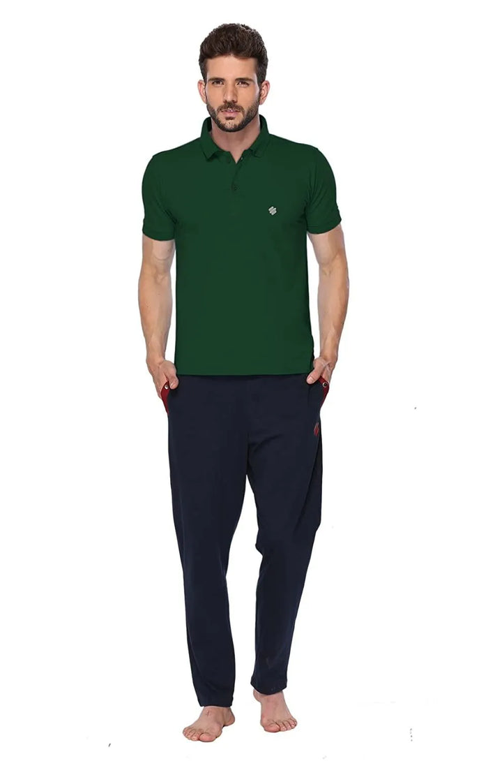 ONN Men's Cotton Polo T-Shirt in Solid Bottle Green colour - GottaGo.in