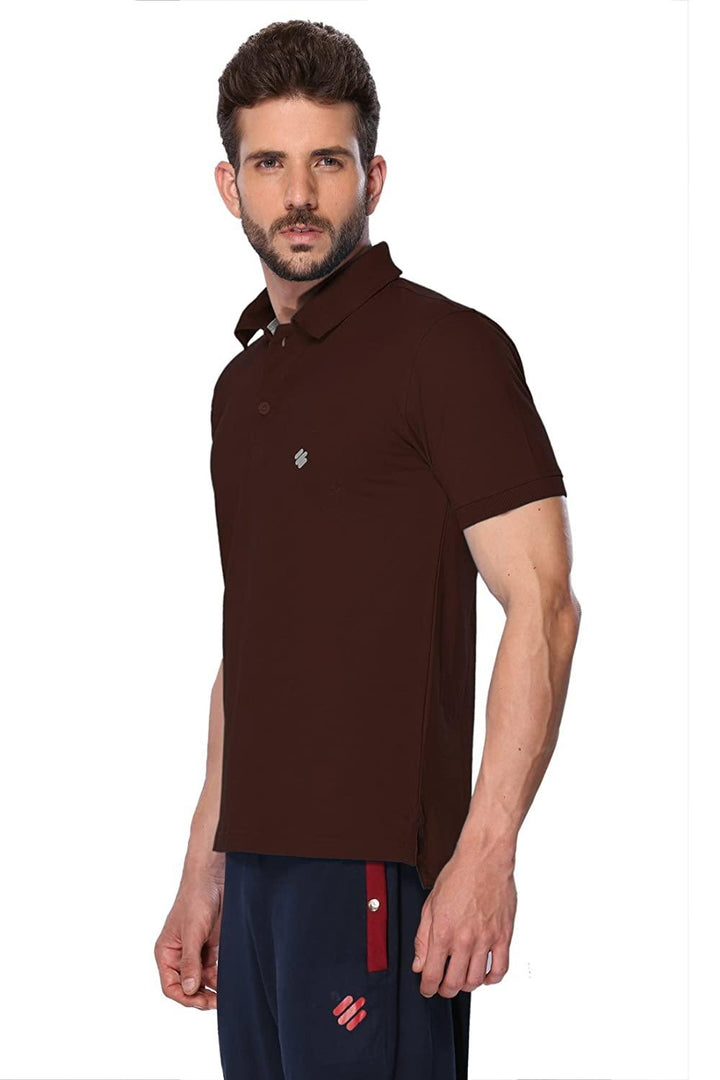 ONN Men's Cotton Polo T-Shirt in Solid Coffee colour - GottaGo.in