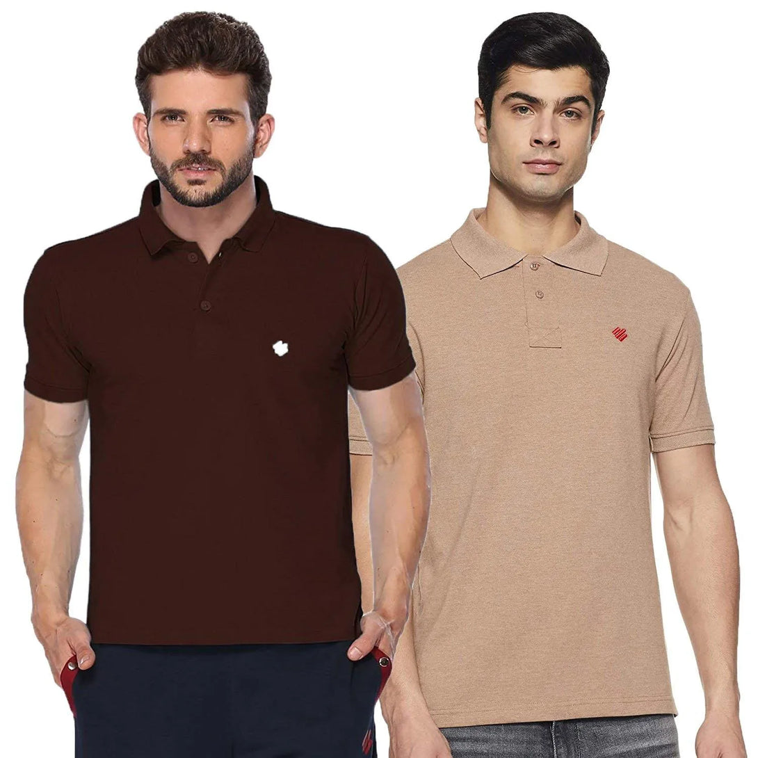 ONN Men's Cotton Polo T-Shirt (Pack of 2) in Solid Camel-Coffee colours - GottaGo.in