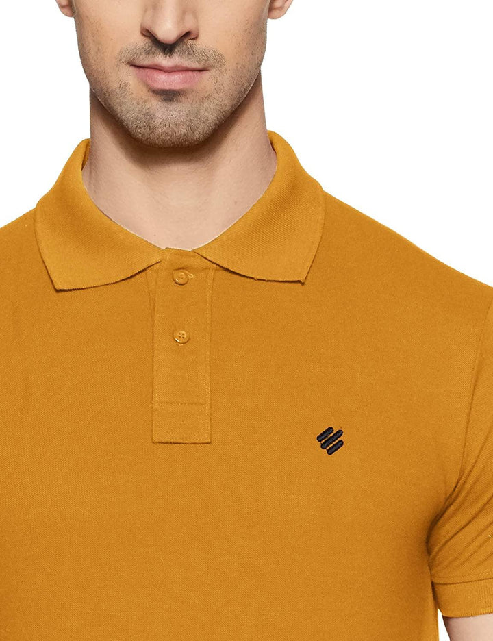 ONN Men's Cotton Polo T-Shirt (Pack of 2) in Solid Black Melange-Mustard colours - GottaGo.in