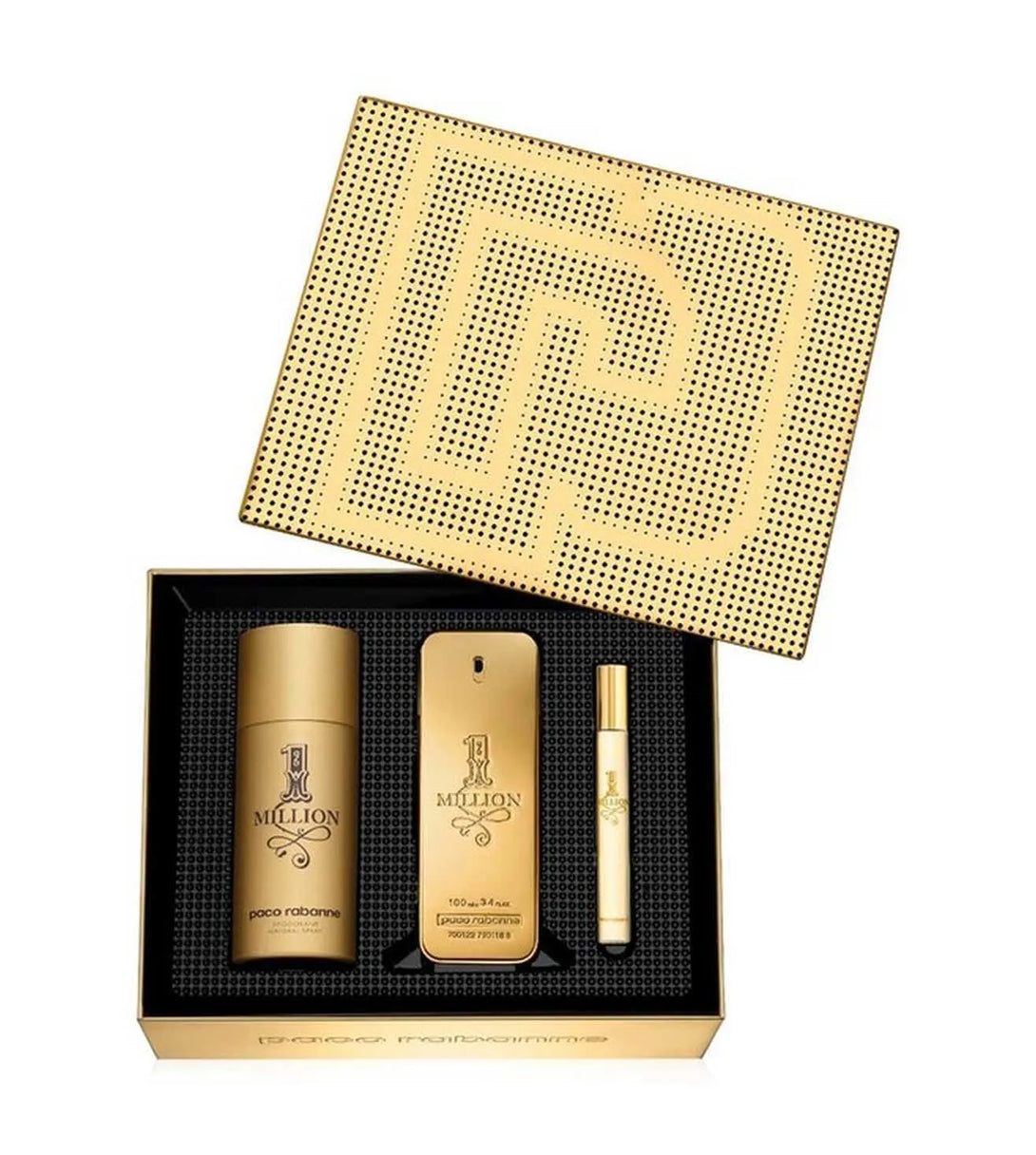 Paco Rabanne 1 Million 3 Piece Gift Set for Men with 1 Million EDT 100 ml, Deodorant 150 ml and Travel Spray 10 ml - GottaGo.in