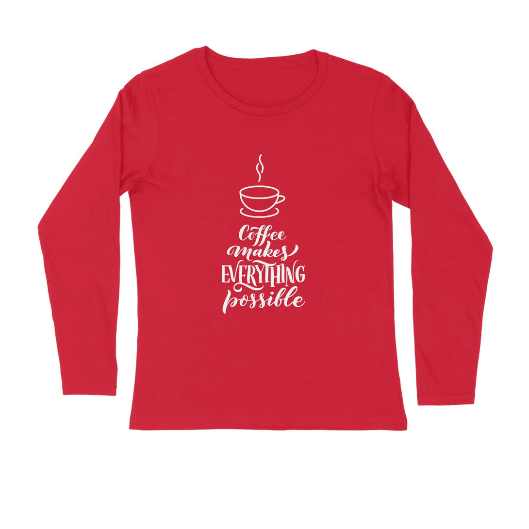Coffee Lover Typography Round Neck Full Sleeves T-shirt for Men - GottaGo.in