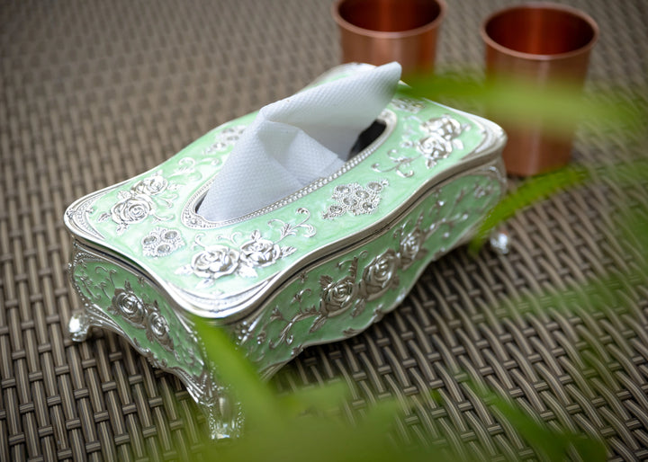 Decorative Vinatge Tissue Box - Green Daylily - GottaGo.in