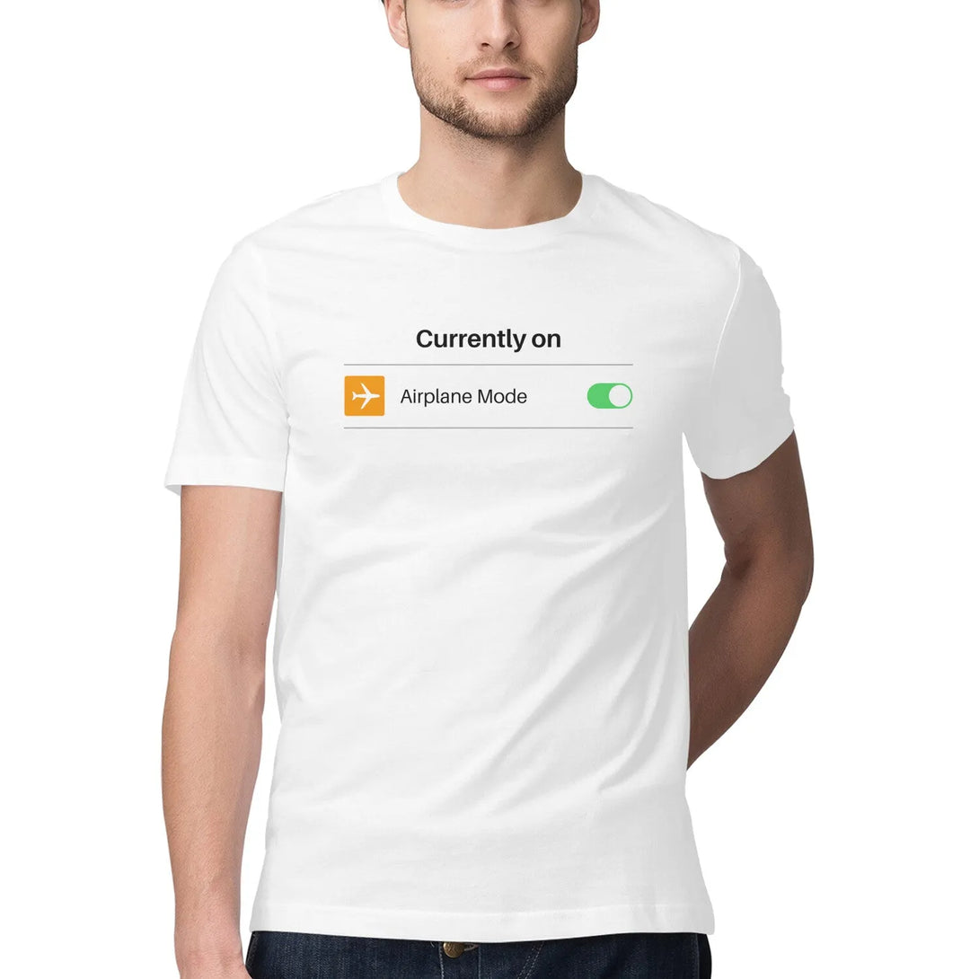 Airplane Mode Round Neck Half Sleeves T-shirt for Men - GottaGo.in