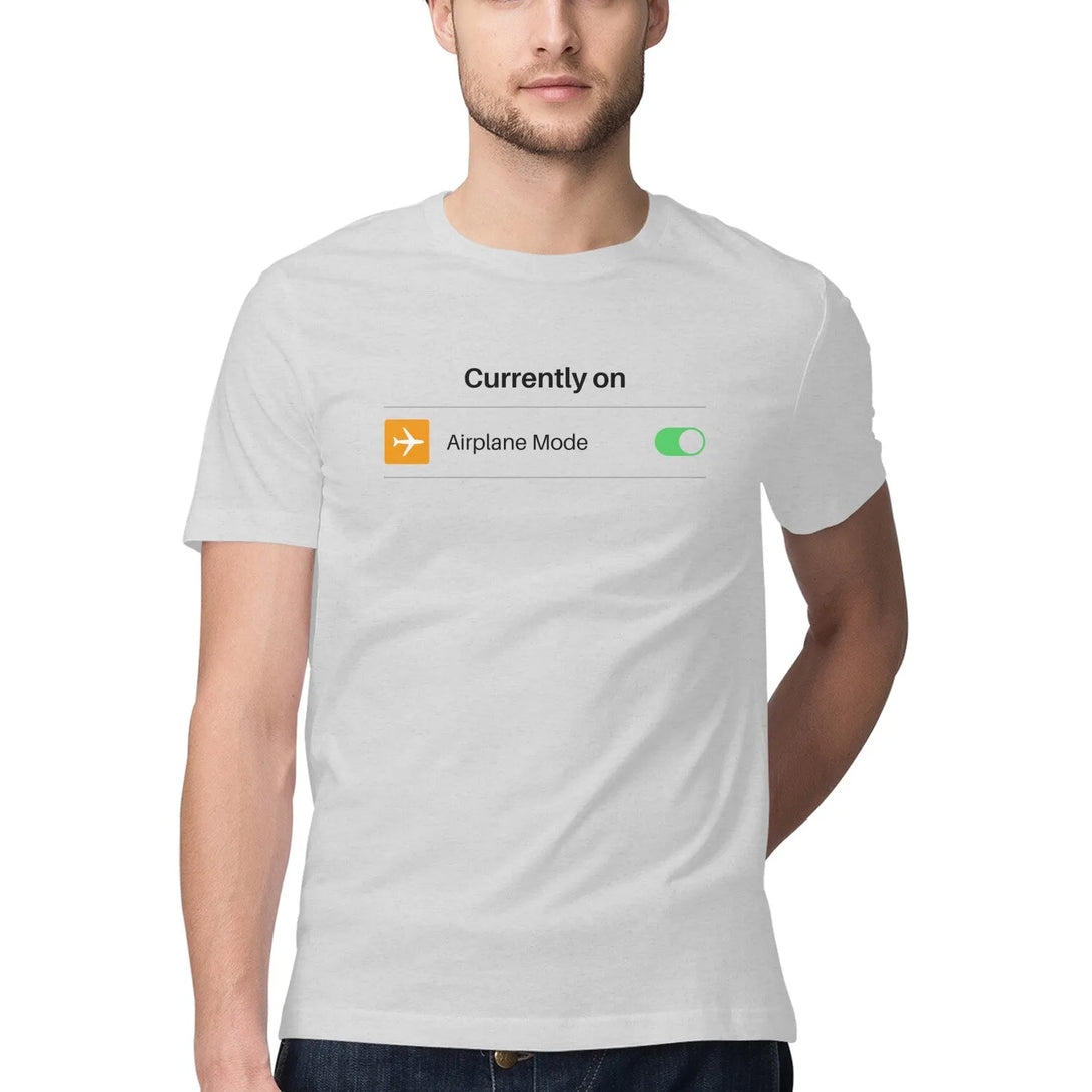 Airplane Mode Round Neck Half Sleeves T-shirt for Men - GottaGo.in