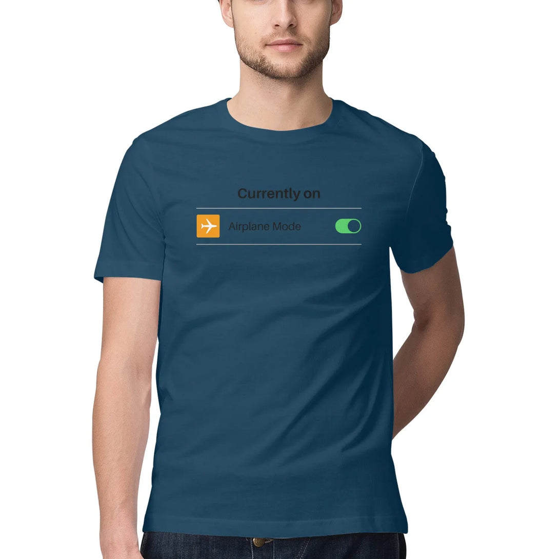 Airplane Mode Round Neck Half Sleeves T-shirt for Men - GottaGo.in