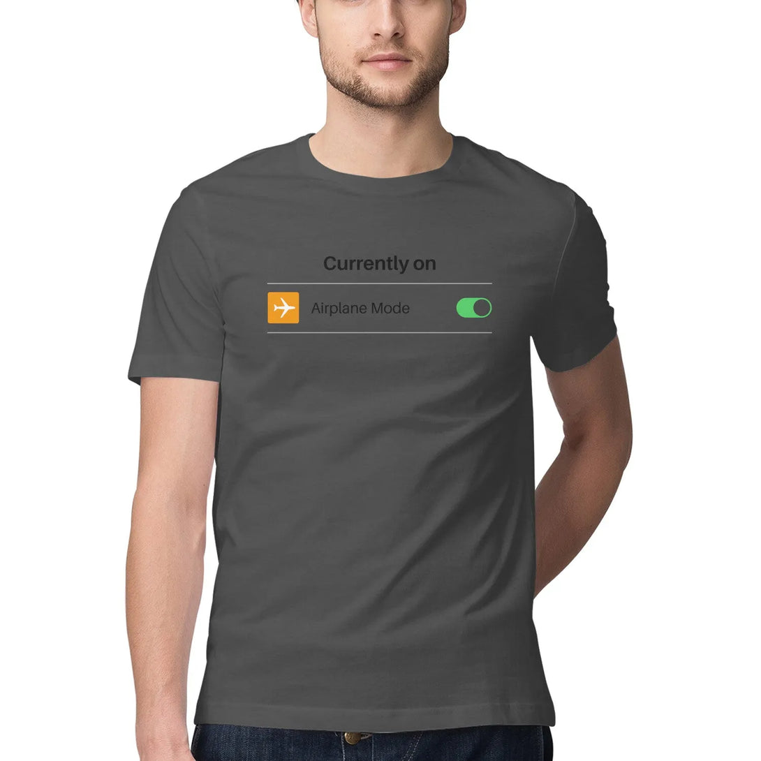 Airplane Mode Round Neck Half Sleeves T-shirt for Men - GottaGo.in