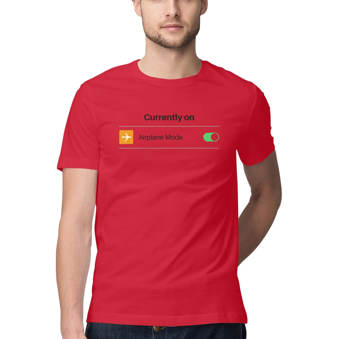 Airplane Mode Round Neck Half Sleeves T-shirt for Men - GottaGo.in