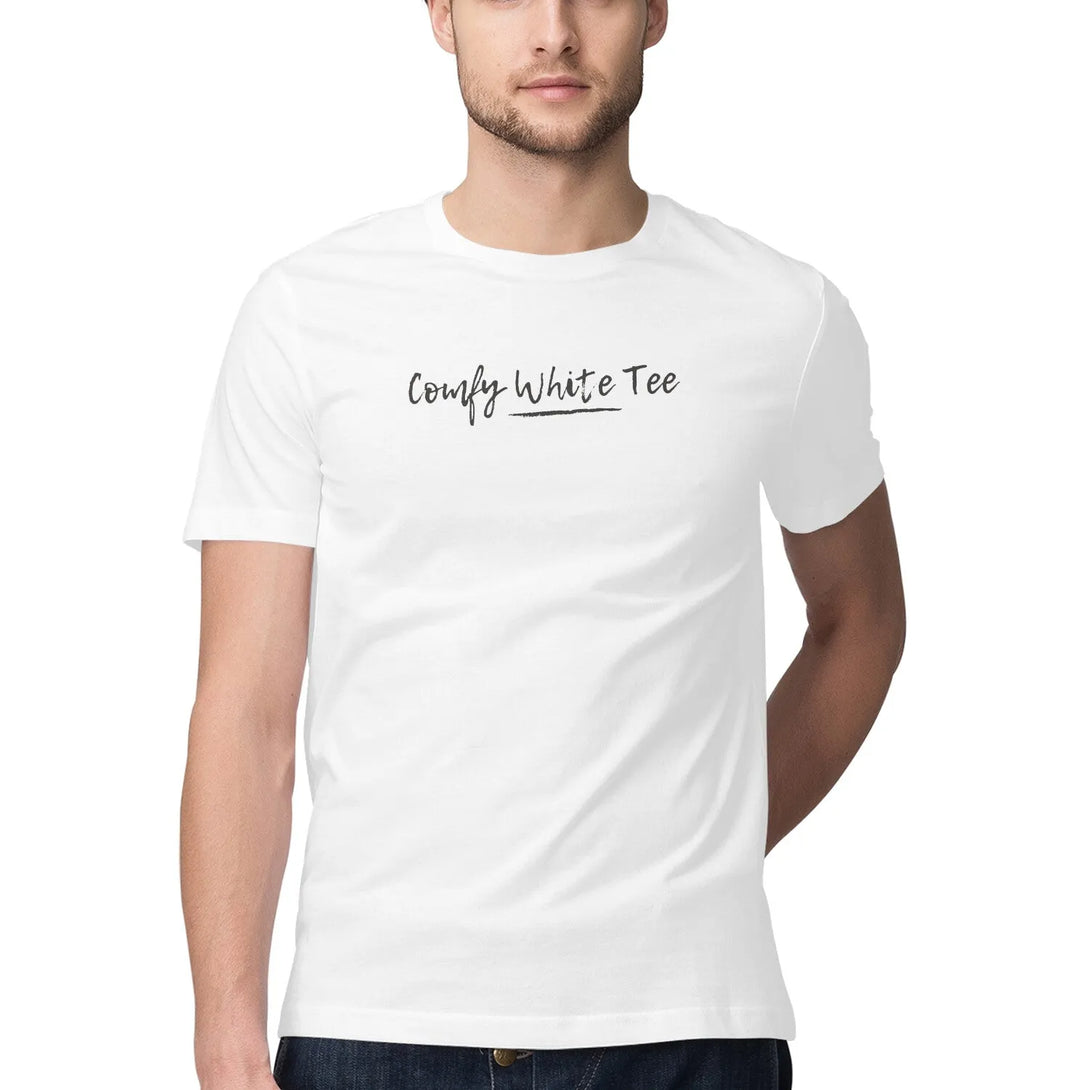 Comfy White Tee Crew Neck T-shirt for Men - GottaGo.in