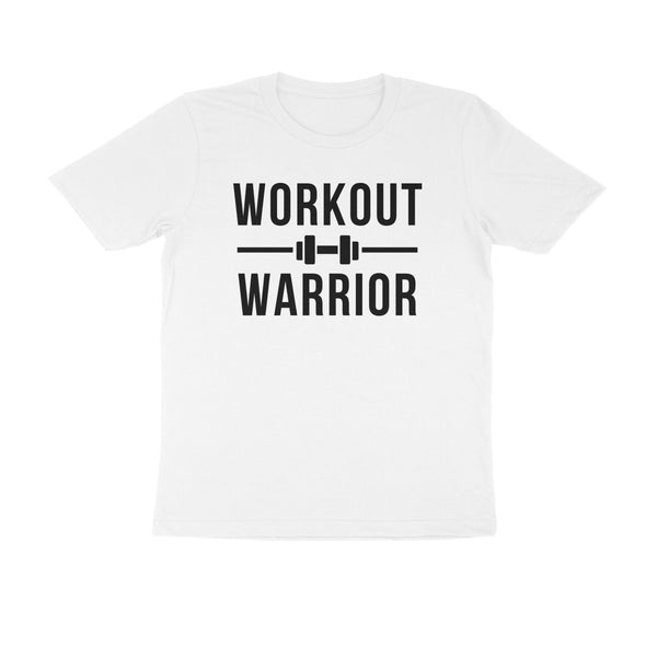 Workout Warrior Black & White Round Neck T-shirt for Men