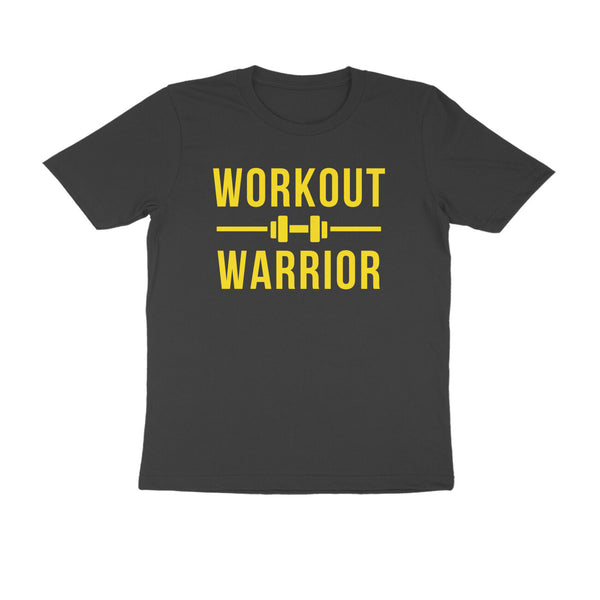 Workout Warrior Black & Yellow Round Neck Half Sleeves T-shirt for Men
