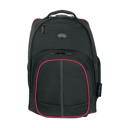 Targus TSB75001AP  16" Compact Rolling Backpack-Black/Red 2in 1 Single Hand Trolley Backpack - GottaGo.in