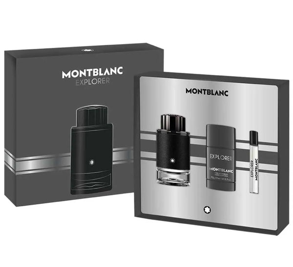 Mont Blanc Explorer Gift Set for Men - EDP 100ml + Travel Spray 10ml + Deo Stick - GottaGo.in