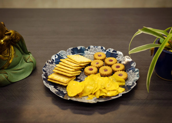 Printed Metal Platter Dish With Bowls - GottaGo.in