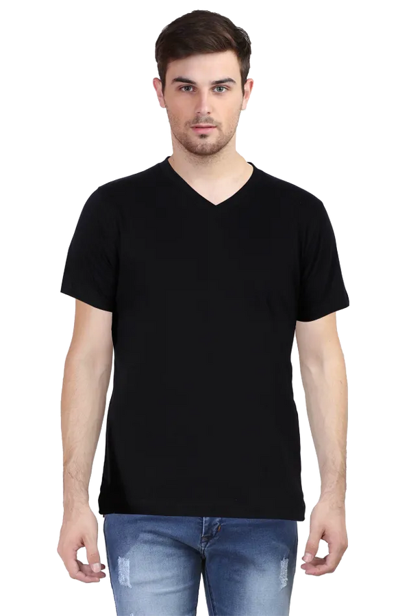 V-Neck Cotton T-Shirt for Men in Solid Colour - GottaGo.in
