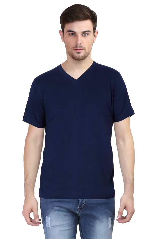 V-Neck Cotton T-Shirt for Men in Solid Colour - GottaGo.in