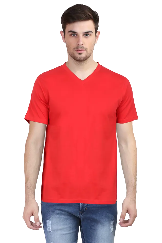 V-Neck Cotton T-Shirt for Men in Solid Colour - GottaGo.in